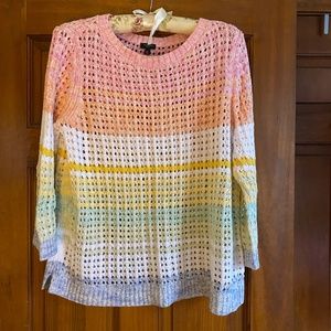 Talbots open stitch cotton sweater large petite